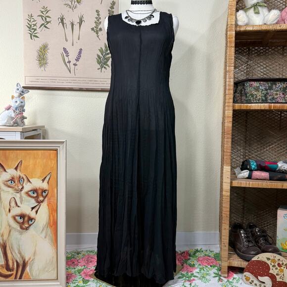 Vintage 90s Floral Layered Maxi Dress Whimsigoth Dark Fairy Romantic Goth M L - Picture 6 of 8